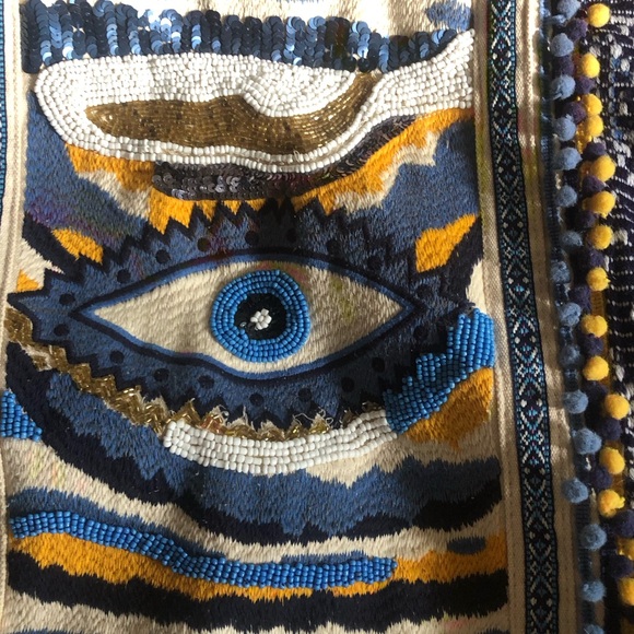 America Beyond Evil Eye Beaded Tote Beach Bag WORN ONCE - Picture 2 of 6